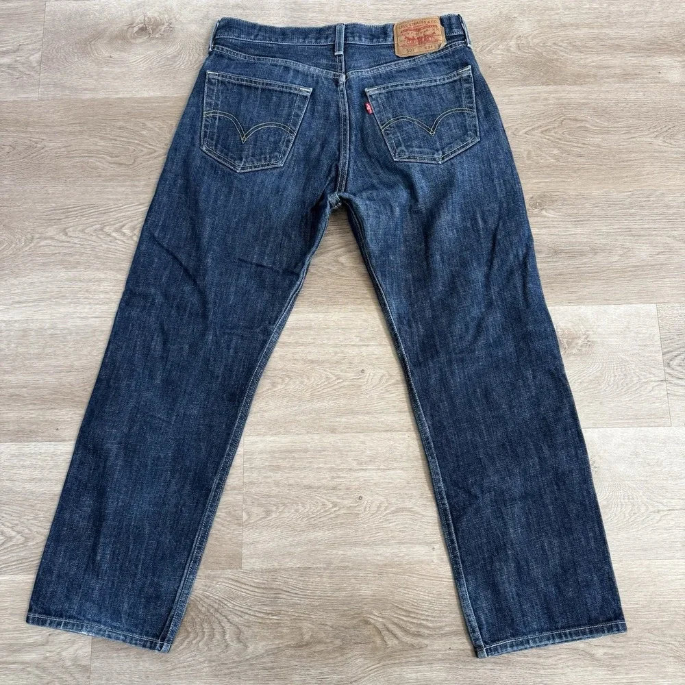 Levis 501 Dark Wash Slub Denim Jeans Mens 00501-0669 Tag 34x30 Fits 32x27 Mexico